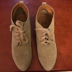 Suede stone colored ankle boots